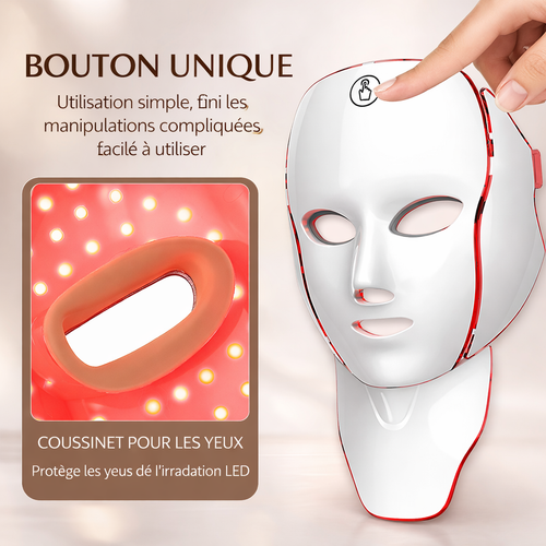 Masque LED Visage et Cou – 7 Lumières Thérapeutiques pour une Peau Plus Jeune et Lumineuse