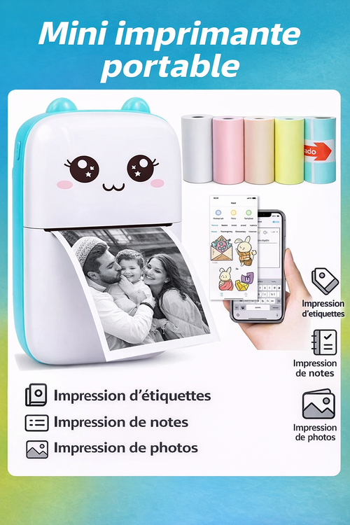 mini imprimante photo portable Bluetooth - imprimez vos souvenirs instantanément
