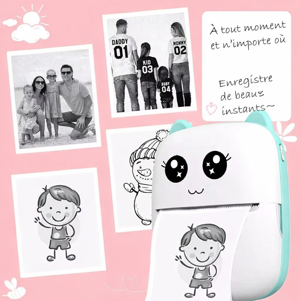 mini imprimante photo portable Bluetooth - imprimez vos souvenirs instantanément